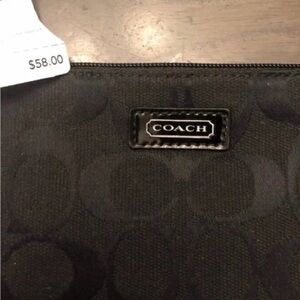 NWT Coach Signature Black Wristlet 4.25x6.25”